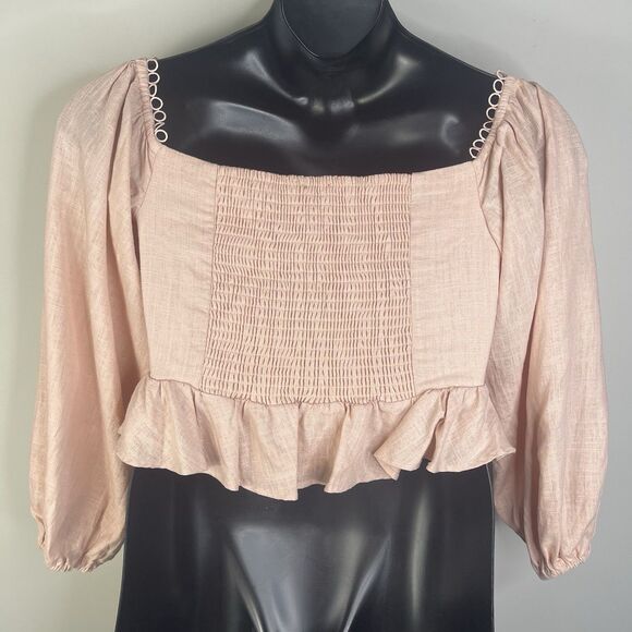 NWT Express Crop Milk Maid Top Blouse M Peach Cottagecore Coquette Feminine - Picture 5 of 9